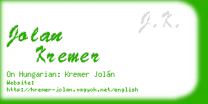jolan kremer business card